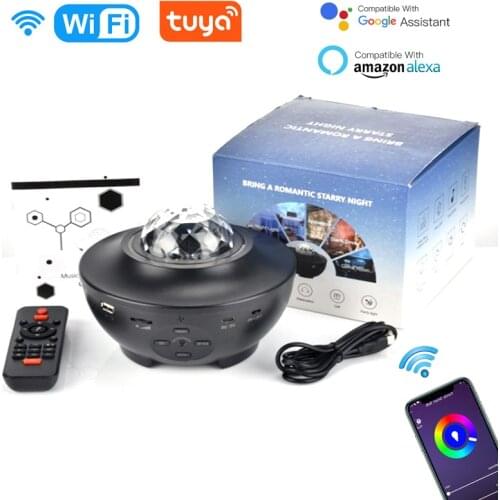 Tuya Smart Life Star Projector Lamp Wifi Rotating Starry Moon Galaxy Projector Table Lamp Bluetooth Speaker Support Alexa Google