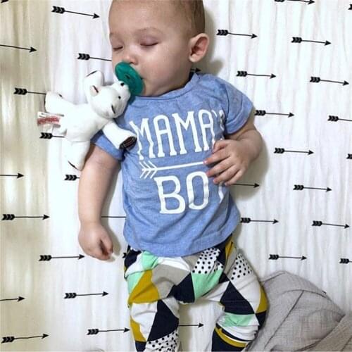 Newborn Infant Baby Boy Summer Clothes Mamas Boy Short Sleeve T-Shirt Tops Tops+Geometric Pants 2Pcs Toddler Clothing Set