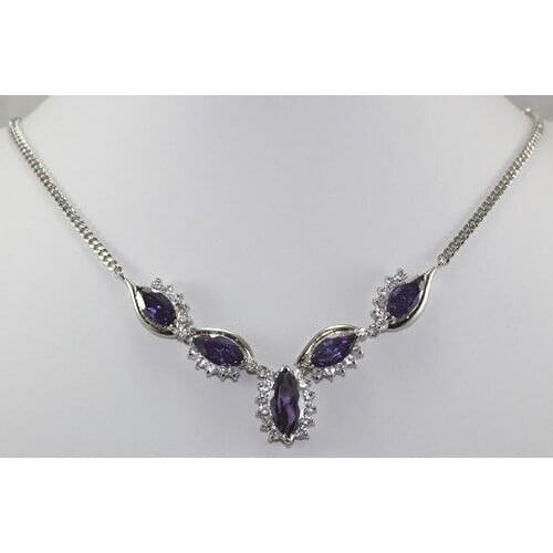 HOT! Fashion Nobby jewelry purple inlay Crystal + 18kgp Necklace