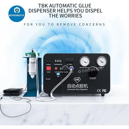 TBK 983A Auto Glue Dispenser Machine for IPhone Samsung LCD Frame Repair Glue Filling Control Machine Built-in Air Compressor