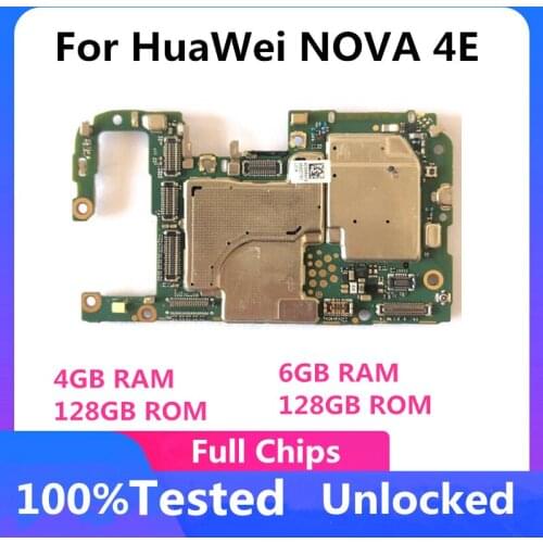Motherboard For HuaWei Nova 4E WIth Full Chips Logic Board 4GB/6GB RAM 128GB Original Unlokced Mainboard With Full Chips