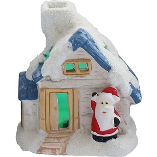 2021 Miniature Figurines Cute Dreamy Snow Scene Cottage House With Light Christmas Desk Ornament Accessories Craetive Enjoyment