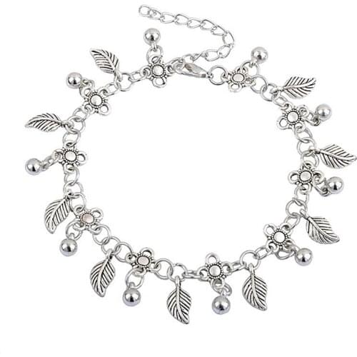 Fashion Retro Metal Water Drops Leaf Tassel Anklet Chain Bohemia Anklet Jewelry