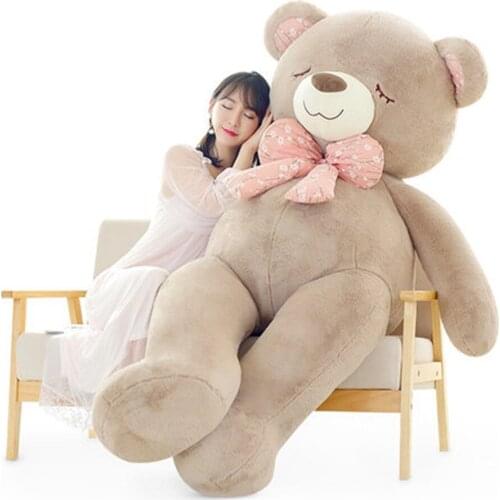 Fancytrader Soft Jumbo Teddy Bear Doll Giant Stuffed Sleeping Face Bear with Bow Plush Toys160cm/120cm/90cm