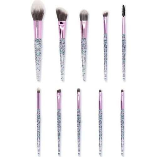 Handle Earth-friendly Ps Material Cruelty Crystal Handle Makeup Brush Pu Bag Sequin Crystal Silk Sand Makeup Brush Set
