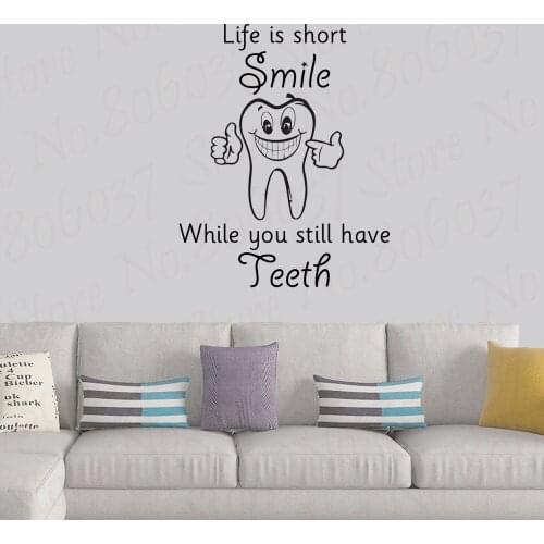Wall Sticker Dental Clinic Quote Wall Decal Home Bathroom Decor Dentist Smile Wall Art Murals Dental Clinic Wondow Decal WL811