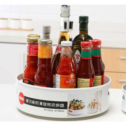 Non-Slip Rotating Storage Tray Multifunctional Plastic Storage Boxs Desktop Kitchen Candy Box Organizer Home Products Supplies