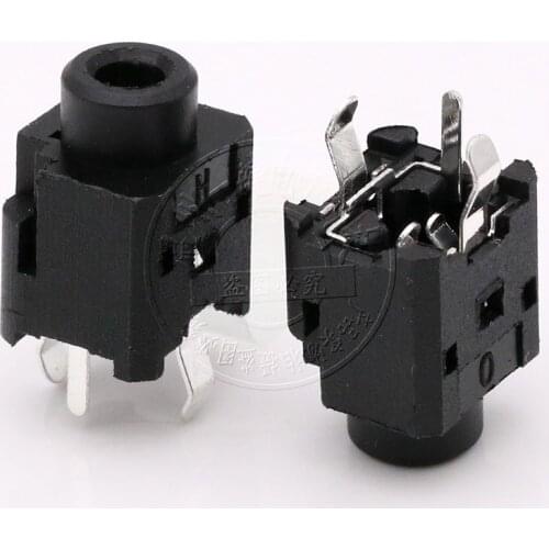 Original new 100% 3.5mm headphone jack 180 degree 3pin bent feet vertical female seat PJ-360 full plastic interface connector