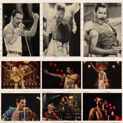 Queen retro Poster Freddie Mercury Art Poster Classic Retro Kraft Paper Queen Posters Home Decor wall stickers room decor 1001