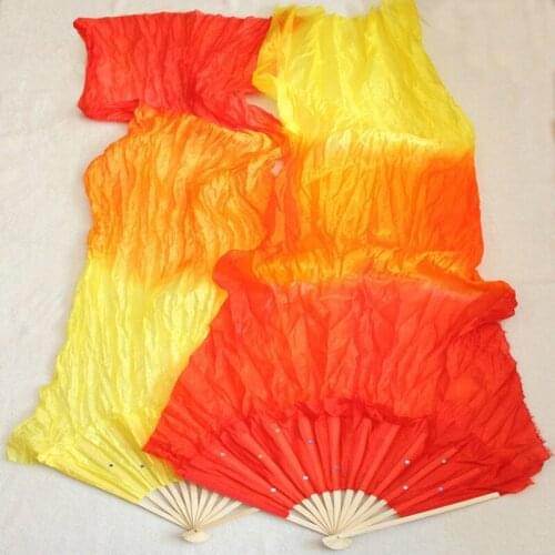Yellow Red Performance Fans Yangko Dance accessories Belly Dance Fan Belly Dance Silk Veil