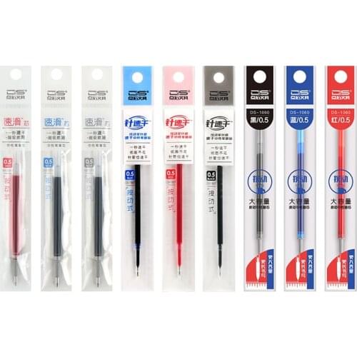 20pcs/box DS Gel Ink Refill for Retractable Gel Pens Needle/Bullet Tip Quick Dry Black Blue Red Ink 0.38mm 0.5mm School Supplies