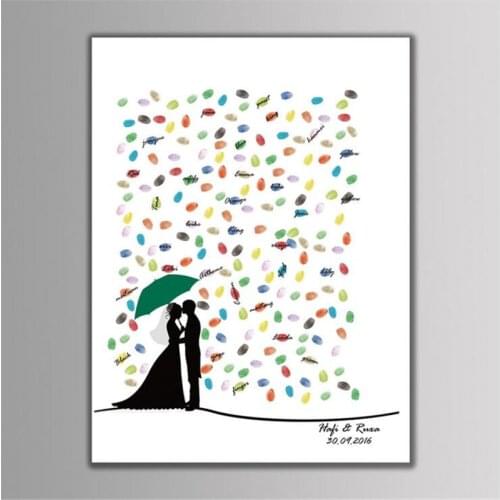 Wedding Decoration DIY Fingerprint Tree Signature Canvas Printing Bride & Groom For Wedding/Birthday/Baby Shower Party Supply