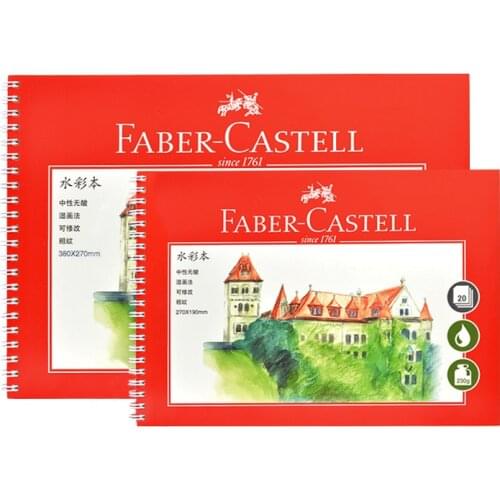 Faber Castel Portable 20 Sheets Watercolor Painting Book Student Coloring Design Notebook Set for Sketch Cute Draw