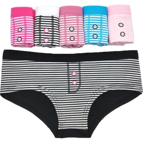 6 Pcs/Lot Womens Briefs Ladies Cute Striped Style Underwear Panties Female Cotton Lingerie Comfortable Intimates Pantys M-XL
