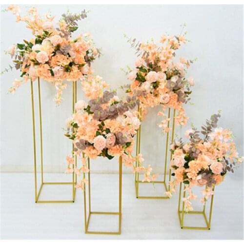 Display Flower Stand Candle Holder Road Lead Table Centerpieces Metal Gold Stand Pillar Candlestick For Wedding Candelabra