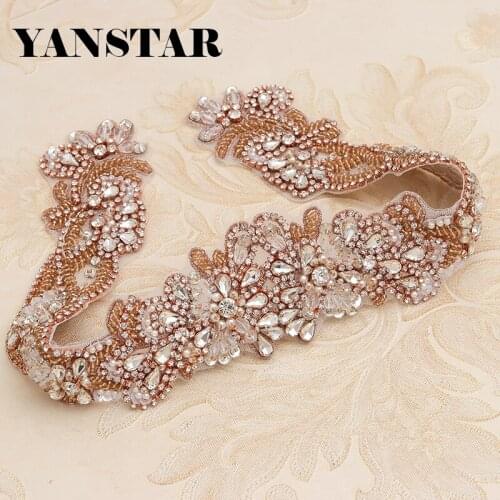 YANSTAR 53.5*6CM 5 PIECES Rhinestones Appliques Accessory Sewing On Wedding Dresses Belt DIY Bridal YS826