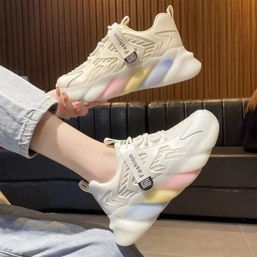 Color Old Shoes Womens New Spring and Summer Fashion Jelly Rainbow Bottom Sneakers Wedges Shoes for Women Designer Sports Shoes