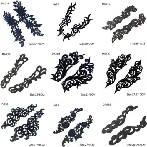 Zsbszc 1 pair black embroidered patches for clothing lace Applique patch ballet costumes Dress Sewing Crafts DA89 DA019