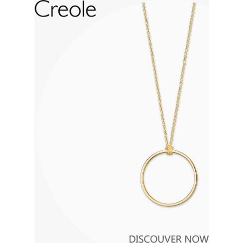 Link Chain Necklace Gold Color Large Circle,2020 Spring Brand New 925 Sterling Silver Trendy Gift For Women Men