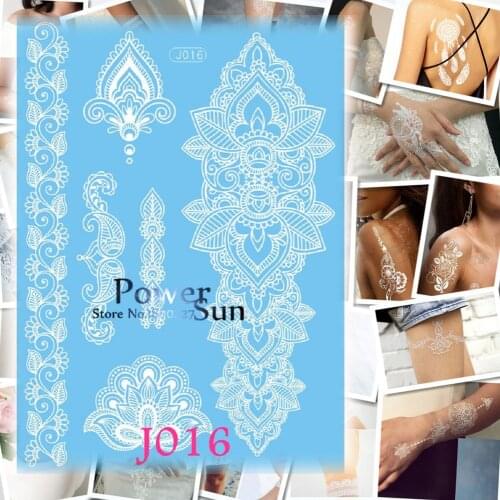 1PC Hot Flash Temporary Tattoo Sticker White Ink Henna Lace PJ16 Women Wedding Body Arm Flower Tattoo Sleeve Waterproof Bracelet