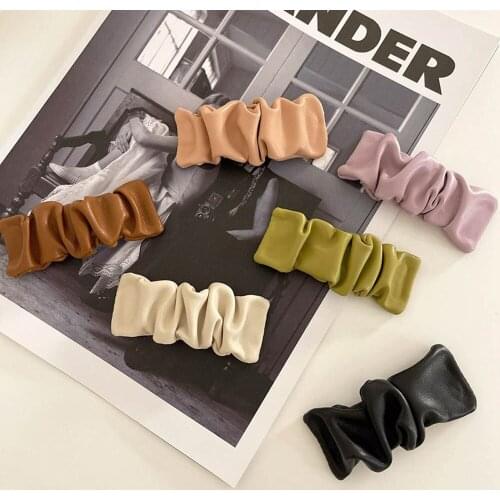 1pc Korean Fashion Hair Clip PU Leather Hairpins Geometric Simple Plaid Headpiece Retro Hair Accessories Hairpins
