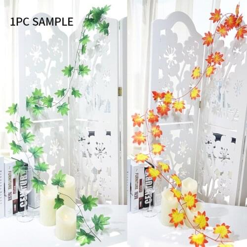 10pc/lot Artificial Autumn Fall Maple Leaves Garland Wreath Silk Plants Vines Fake Foliage Rattans For Home Wedding Party Decor