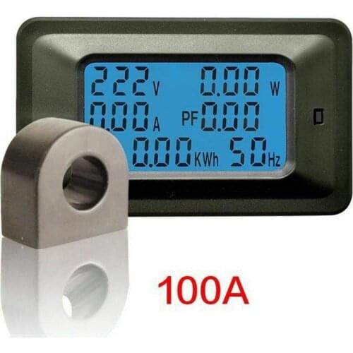 100A AC LCD Digital Panel Watt Meter Monitor Voltage KWh Voltmeter Ammeter JB/T9282-1999 Power Factor Frequency Measurement Set