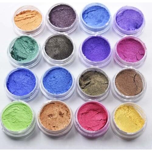 16 Color/Set Pretty Shimmer Shell Pigment 1g/jar Mocha Gradient Nail Art Glitter Powder UV Gel Polishing Nail Decoration #FPB16