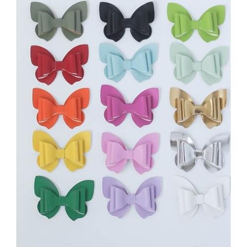 2PCS Lovely Bow Artificial Leather Cute Butterfly Hairpins Handmade Hair Clips Headwear Barrettes Hair Accessories Girls Kids
