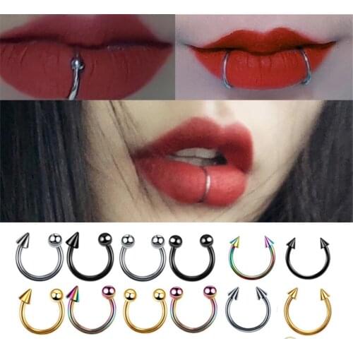 2021 Neutral Nose Lip Ring Hoop Ear Tongue Ring Exquisite Stainless Steel Gothic Clip Ear Clip Nose Clip Ear Nail Perforation