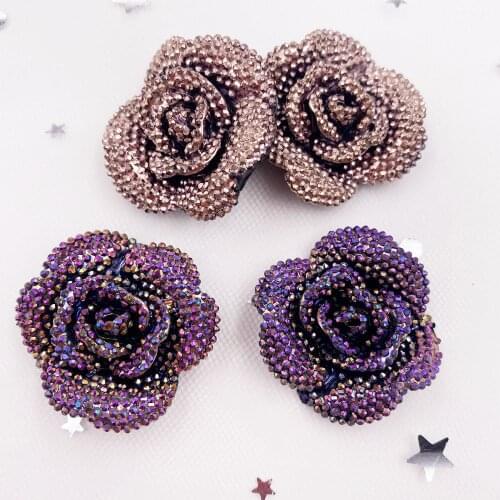 4 PCS Glitter Resin 3D Diamond Flower Flatback Cabochon Stone Scrapbook DIY Wedding Flower Embellishments Crafts L00