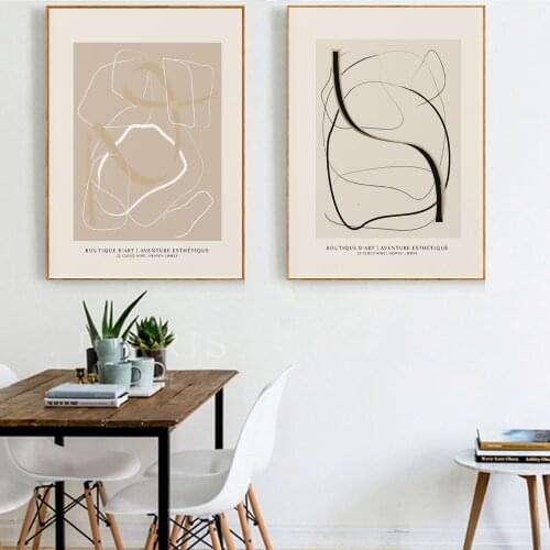 Abstract Boutique Poster Neutral Boho Canvas Painting Minimalist Art Print Line Drawing Wall Picture For Living Room Home Décor