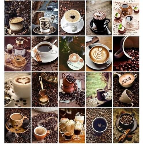 Diamond Embroidery Coffee Cups Full Square Diamond Painting Cross Stitch 5d Diy Rhinestone Mosaic Home Decor For Kitchen Mural