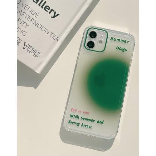 Retro Sweet summer green art Japanese Phone Case For iPhone 11 12 Pro Max Xs Max XR Xs 7 8 Plus 7Plus case Cute clear Soft Cover
