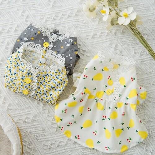 Floral dress pet dog Clothes Fashion Clothing dogs Super small Costume cute cotton Chihuahua Print summer White girl mascotas