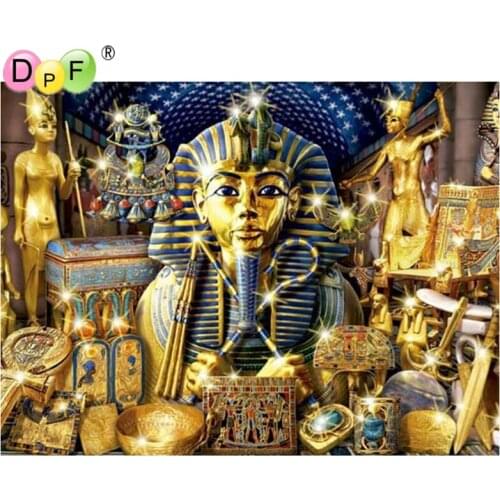 DPF Full Square Diamond Embroidery Custom 5D Diy Diamond Painting Cross Stitch Egypt Treasures Mosaic Pattern Needlework Decor