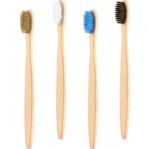 1PC Friendly Eco Gentle Medium Natural Bamboo Wooden Soft-bristle Toothbrush