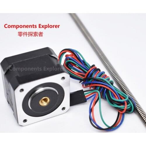 NEMA17 42BYGH34 2 phase and 1.8 degree straight wire rod step motor double out shaft screw motor Tr6.35*1.6