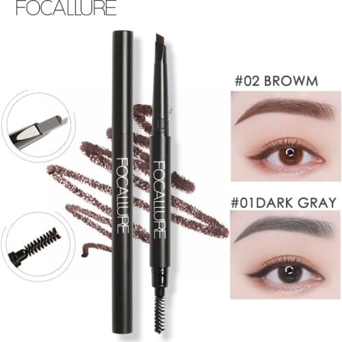 FOCALLURE New Waterproof 3 Colors Eye Brow Eyeliner Eyebrow Pen Pencil with Brush Makeup Cosmetics Tools