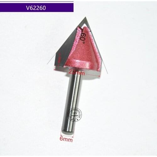 6mm*22mm*60Degree,1pcs,Free shipping CNC Engraving Woodworking Milling Cutter,Tungsten Solid carbide End Mill,3D V Router Bit