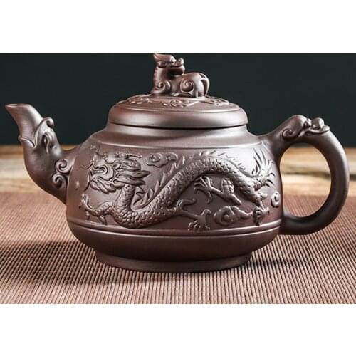 Yixing Zisha Ceramic Teapot Large Capacity Pure Handmade Plum Blossom Dragon Phoenix Teapot Household Large Kungfu Tea Set