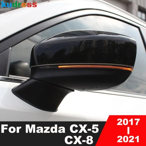 For Mazda CX5 CX-5 KF CX8 CX-8 2017 2018 2019 2020 Carbon Fiber Car Rearview Mirror Cover Trim Rear View Mirror Frame Sticker