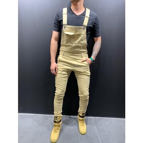 New Summer Fashion Men Jeans Jumpsuits Treetwear Suspenders Torn Casual Slim Denim Trousers Overalls Onesies Rompers Homme