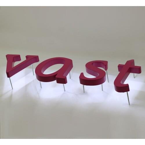 Red Sign Advertising Metal Signage Pin-mounted Letters Customized Logo Channel Letter Back-lit 3d Sign Waterproof