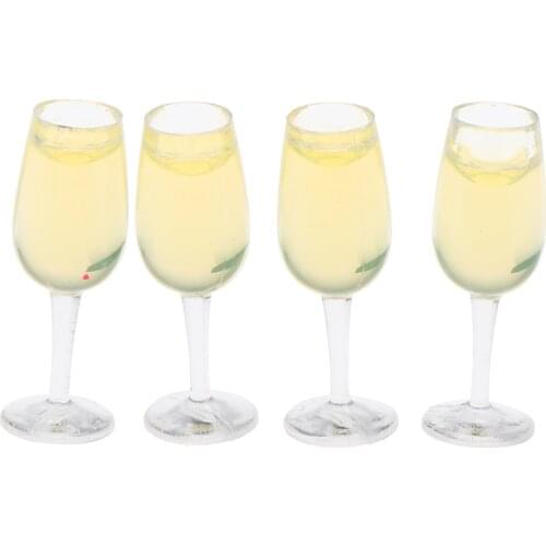 Dollhouse Miniature Champagne Wine Glasses for Doll Bar, Kitchen, Dining Room Decor (Pack of 4)