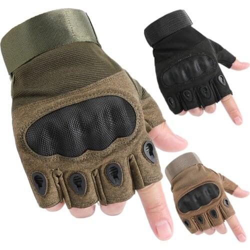 Lightweight Carbon Fiber Tactical Gloves Military Half Finger Shooting Army Motorcycle Hard Knuckle Combat Fingerless Gloves