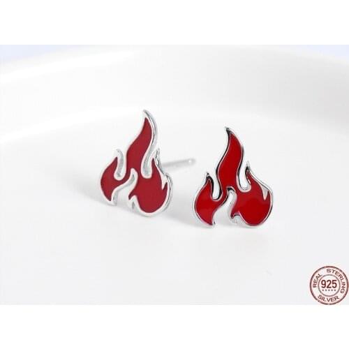 LKO S925 Sterling Silver Stud Earrings Chic Creative Flame Mode For Women Earrings Fashion Jewelry Gifts Accessories