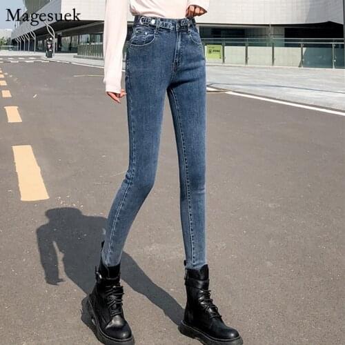Fashion Vintage Skinny Jeans Women Autumn New High Waist Pencil Black Jeans Women Adjustable Elastic Plus Size Denim Jeans 11708