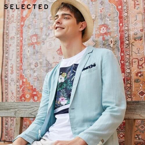SELECTED Mens Cotton & Linen Blended Slim Fit Blazer Jacket S|419208512