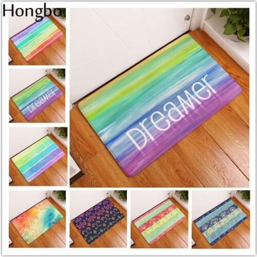 Hongbo Floor Mat Colorful Stripes Mandala Printed Bathroom Kitchen Carpet Doormat Cat Floor Mat for Living Room Anti-Slip Tapete